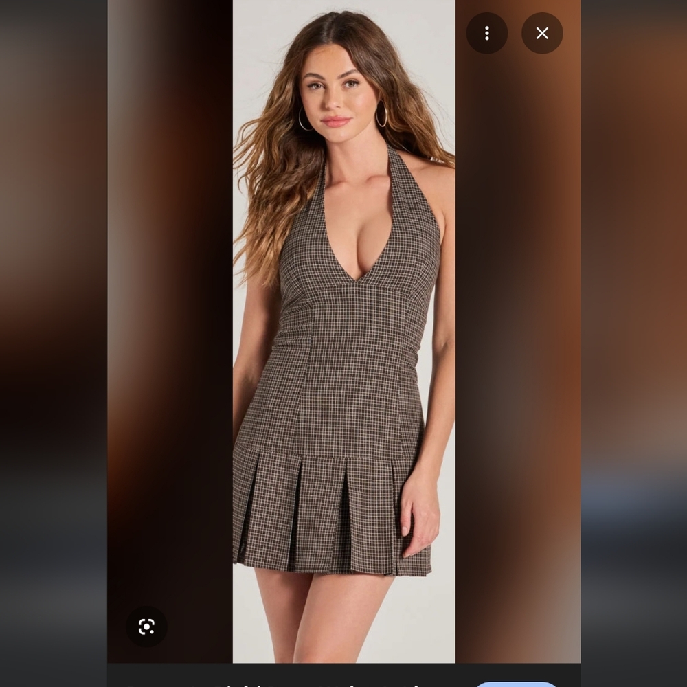 Windsor Black and Brown Plaid Mini Dress